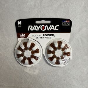 RAYOVAC (16-Pack) Sz 312 Made in USA (16) Hearing Aid Batteries NEW